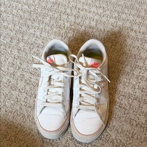 Nike White Sneakers with Pink Details